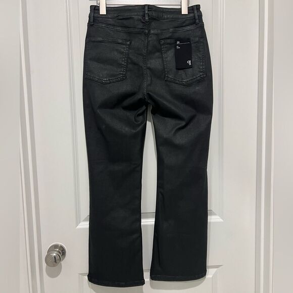 Anthropologie Pilcro Women's Yaya Coated Mid- Rise Crop Flare Jeans Black Sz 31 - Picture 6 of 15